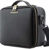 Black Leather Beauty Case & Travel Bag from Amasava