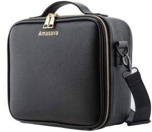 Czarna skórzana kosmetyczka i torba podróżna marki Amasava