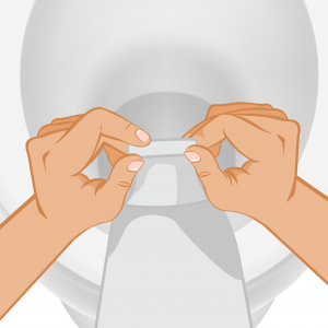 Stomik kierujący otwór worka stomijnego w stronę toalety w celu jego opróżnienia.