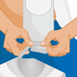 Stomik, który zamyka worek stomijny poprzez ponowne przymocowanie bocznych zatrzasków