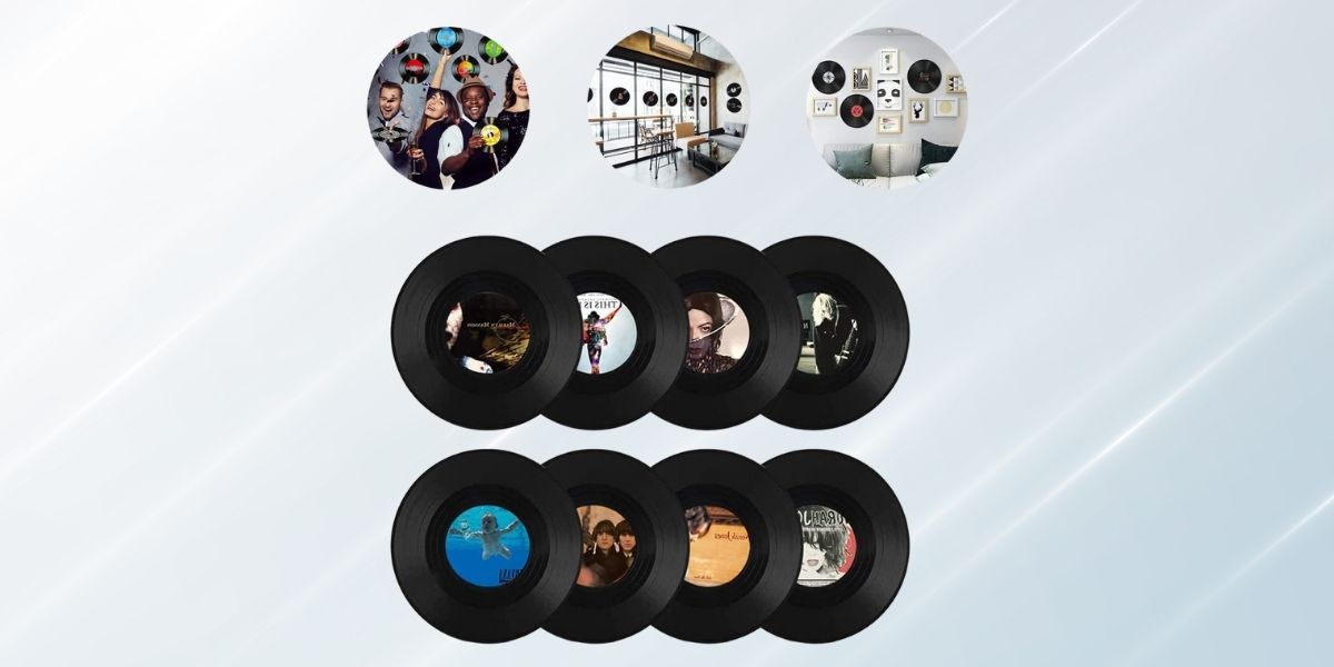 Sottobicchieri retrò a forma di dischi in vinile